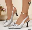 Ladies Bowtie Slingback Kitten Heels - 1