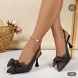 Ladies Bowtie Slingback Kitten Heels - 4
