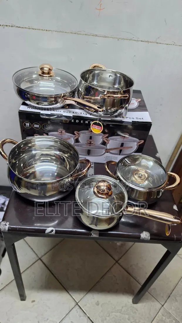 10-Piece Gold Stainless Steel Edenburg Cookware Set EB-2422 - 1