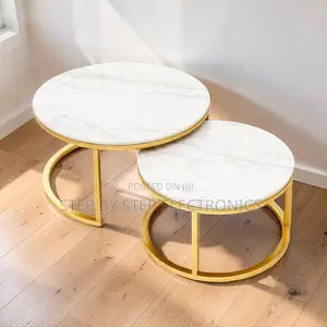 Modern Marble Top Gold Stand Nesting Coffee Table