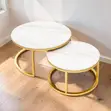 Modern Marble Top Gold Stand Nesting Coffee Table - 1