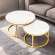 Modern Marble Top Gold Stand Nesting Coffee Table - 2
