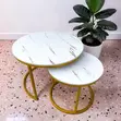 2-in-1 Marble Top Gold Stand Nesting Coffee Table - 2