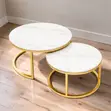2-in-1 Marble Top Gold Stand Nesting Coffee Table - 1