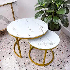 2-in-1 Marble Top Gold Stand Nesting Coffee Table