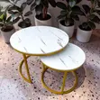 2-in-1 Marble Top Gold Stand Nesting Coffee Table - 2