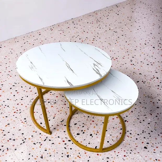 Luxury 2-in-1 Marble Top Gold Nesting Coffee Table - 1