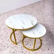 Luxury 2-in-1 Marble Top Gold Nesting Coffee Table - 1