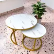 Luxury 2-in-1 Marble Top Gold Nesting Coffee Table - 2