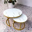 2-in-1 Marble Top Gold Stand Nesting Coffee Table - 2