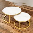 2-in-1 Marble Top Gold Stand Nesting Coffee Table - 2