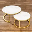 2-in-1 Marble Top Gold Stand Nesting Coffee Table - 1