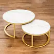 2-in-1 Marble Top Gold Stand Nesting Coffee Table - 2