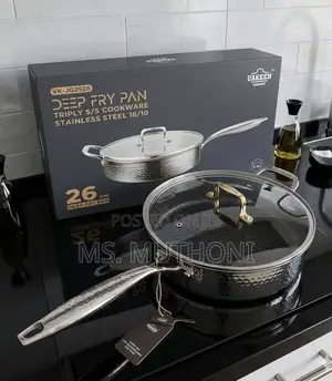 Uakeen 26cm Triply Stainless Steel Deep Fry Pan with Glass Lid