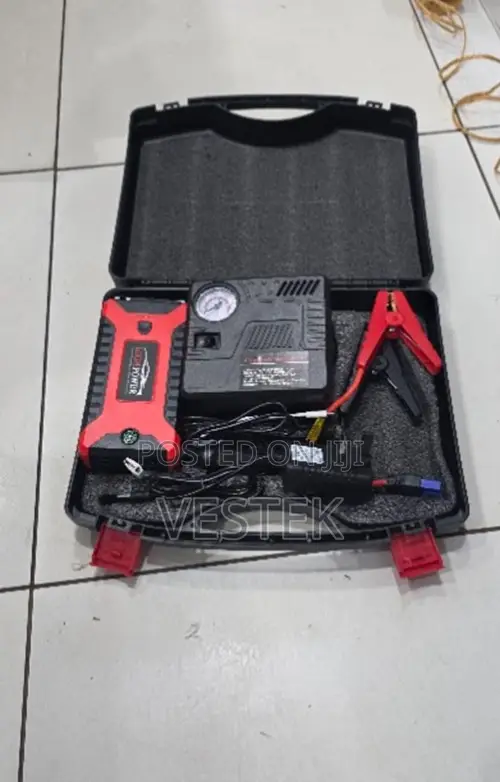 4-in-1 Portable Car Jump Starter Kit with Air Compressor & Power Bank - 1
