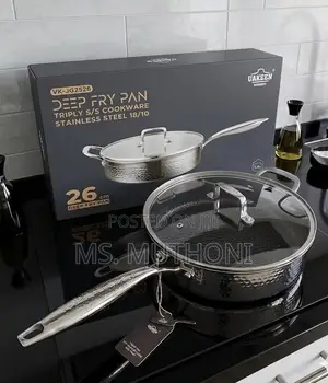 Uakeen 26cm Triply Stainless Steel Deep Skillet