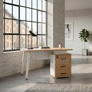 Office Desk; 1400mm Executive Home Office Desk With White Front View