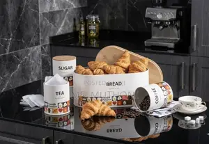 Bread Storage Bin With 3-Piece Canister Set
