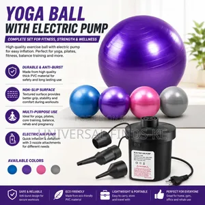 Yoga Ball With Electric Air Pump – Fitness Exercise Stability Ball