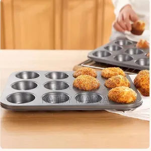 12 Holes Cup Cake Baking Tin Black in Colour