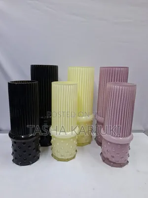 Ribbed Statement Glass Flower Vase 25*8 Cm Gale