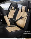 Brand New 5-Seater Baije Black Quilted Car Leather Seat Covers - 1