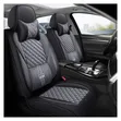 Grey/Black Diamond Pattern Leather Seat Cover with Crown Logo - 2