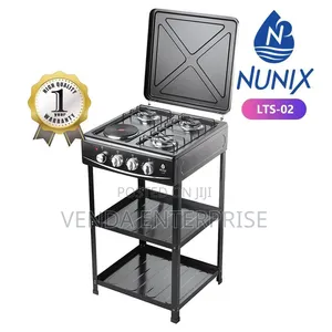 Nunix 3 Gas + 1 Electric Burner Cooker with Shelf