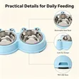 Double Pet Food Bowl for Cats & Dogs (Stainless Steel & Plastic) - 3