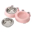 Double Pet Food Bowl for Cats & Dogs (Stainless Steel & Plastic) - 5