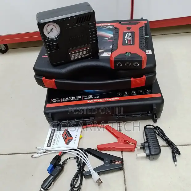 New Portable Car Jump Starter Kit with Air Compressor - 1