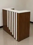 Executive L-Shaped Reception Desk - Walnut & White - 5