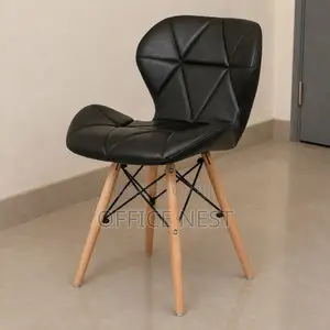 Stylish Padded Leather Dining Chair with Wooden Legs