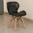 Stylish Padded Leather Dining Chair with Wooden Legs - 4