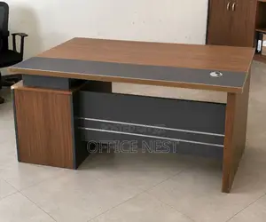 Stylish Executive Wooden Managerial Desk with Side Storage