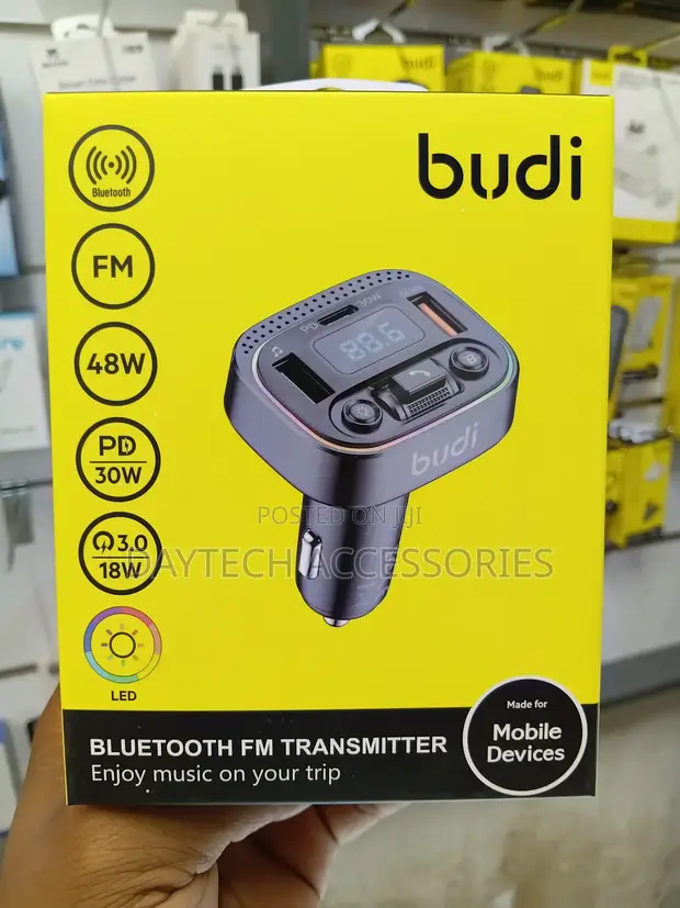 Budi Bluetooth FM Transmitter & Car Charger (48W PD/QC) - 1