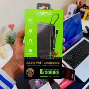Oraimo PowerNova L22 20000mAh 22.5W Power Bank with Built-in Cables