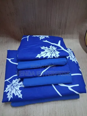 Blue Cotton Bedsheet Set (6 Pcs)