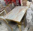 Luxury Marble Dining Table Set with Golden Frame (6-Seater) - 1