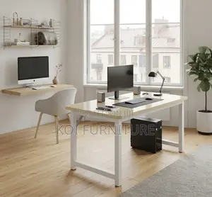 1.2m Ergonomic Metallic Office Desk - Brown