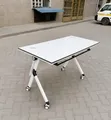 White Foldable Conference Table with Wheels - 2