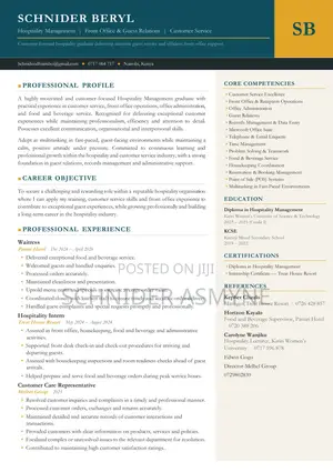 Customer Service & Hospitality Professional CV