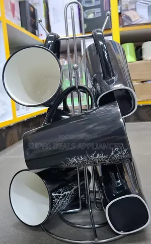 6 Piece Black Tree Mugs