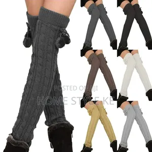 Long Warm Winter Leg Warmers with Tie Loop