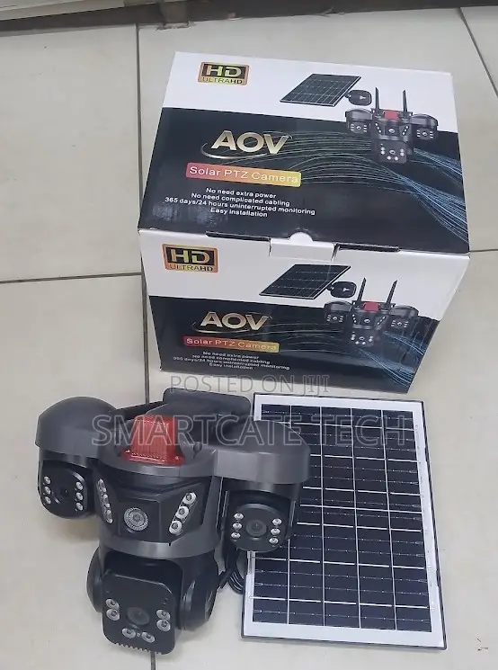AOV 4G SIM Solar CCTV Camera - Triple Lens 360° View - 1