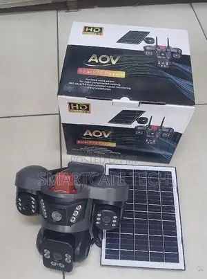 AOV 4G SIM Solar CCTV Camera - Triple Lens 360° View