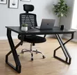Modern Metallic Desk and Ergonomic Chair with Headrest - 2