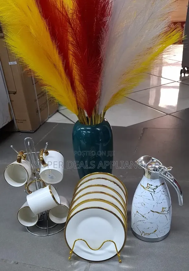 13-Piece Ceramic White Gold Breakfast Set - 1