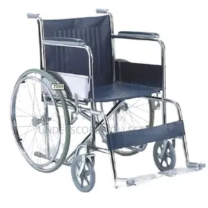 Standard Wheelchair ya Kukunja ya Chuma - Bluu Nyeusi