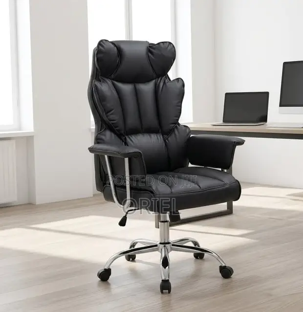 Executive Office Chair - Black Leather - 1